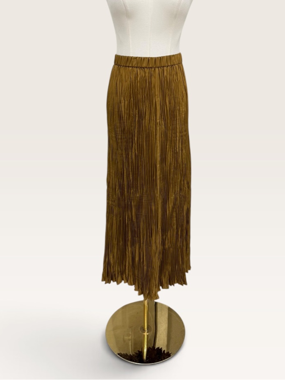 Eileen Fisher Crushed Silk Maxi Pull On A-Line Skirt Bronze NWT $248